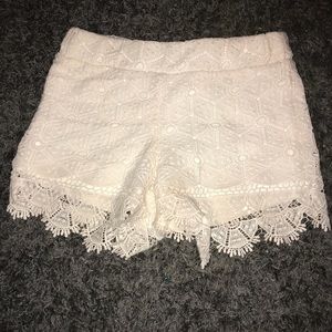 cream lace shorts